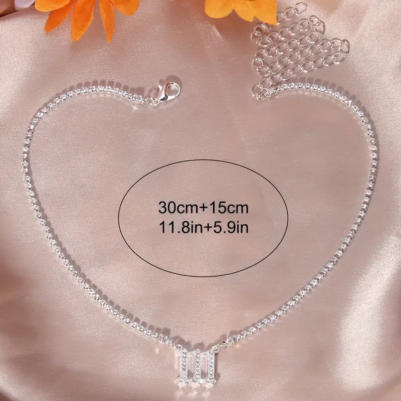 Voller Strass Engel Nummer 111 222 333 444 555 666 777 888 999 Silberfarbene Klaue Kette Anhänger Halskette