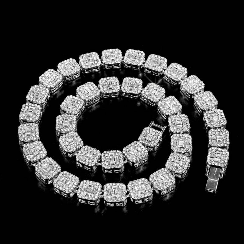 11 Mm Iced Out Quadratische Baguette-Tennisketten