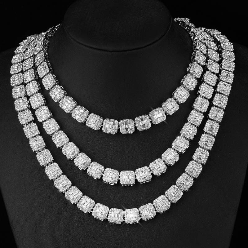 11 Mm Iced Out Quadratische Baguette-Tennisketten