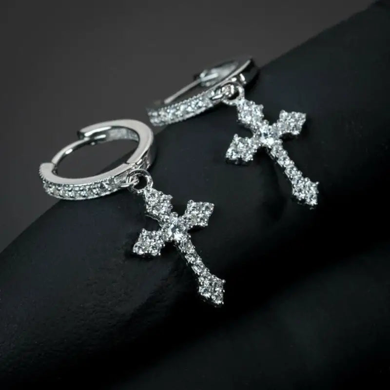 Ohrring Kreuz Intarsien Zirkon Creolen