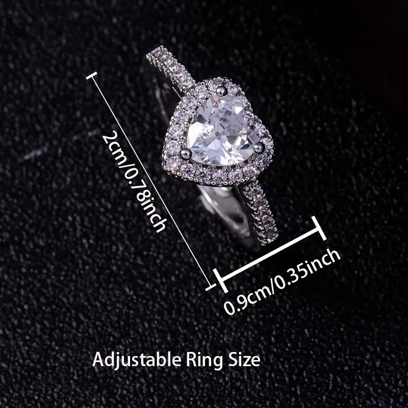Herzform & Weiß Vergoldete Glänzende Zirkon Ringe