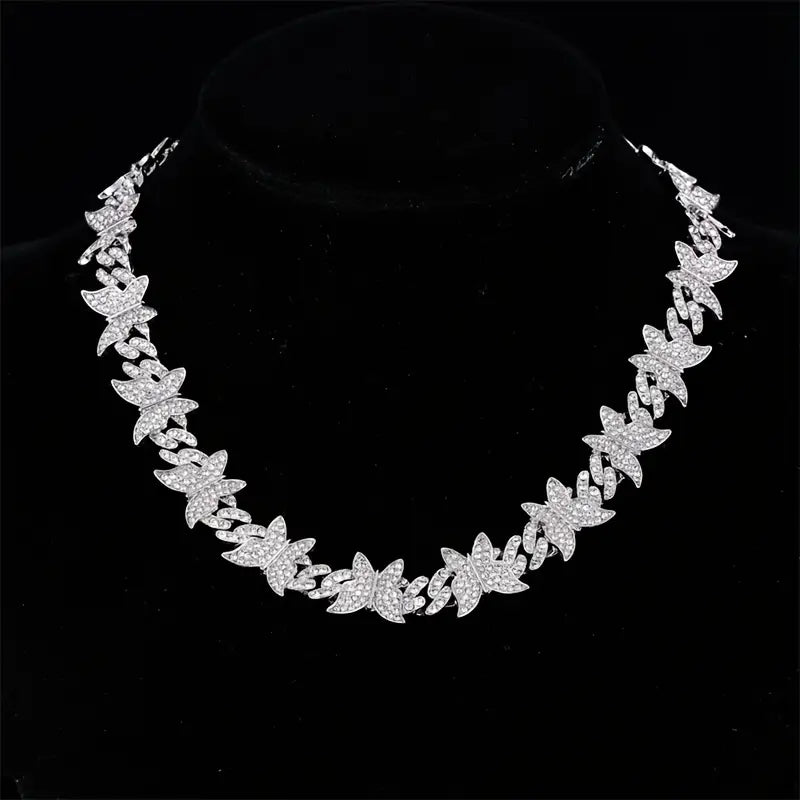 Schmetterling Eingelegter Diamant Cuban Chain