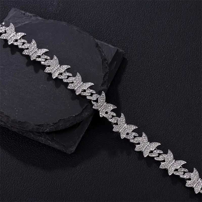 Schmetterling Eingelegter Diamant Cuban Chain