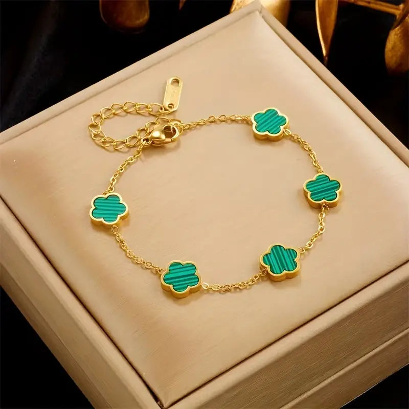 Braclet 18K Vergoldetes Fünfblatt-Blumenarmband