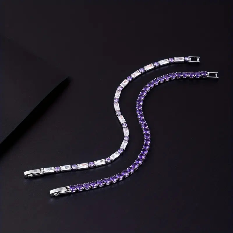 Braclets 2pcs Trendy Shiny Purple Zircon Braclets