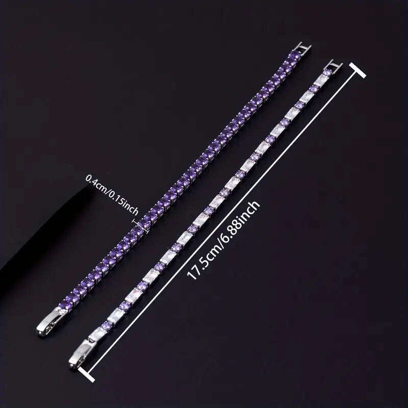 Braclets 2pcs Trendy Shiny Purple Zircon Braclets