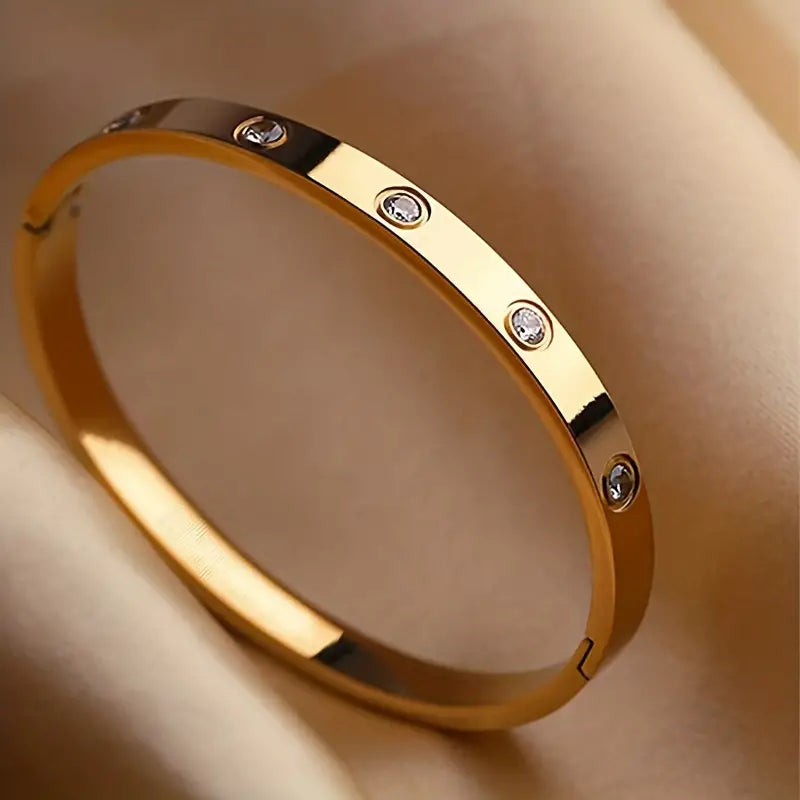 Branclet Titanium Steel Rhinestone Armreif