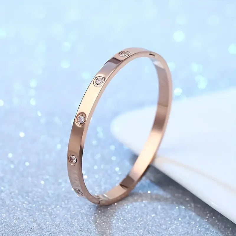 Branclet Titanium Steel Rhinestone Armreif