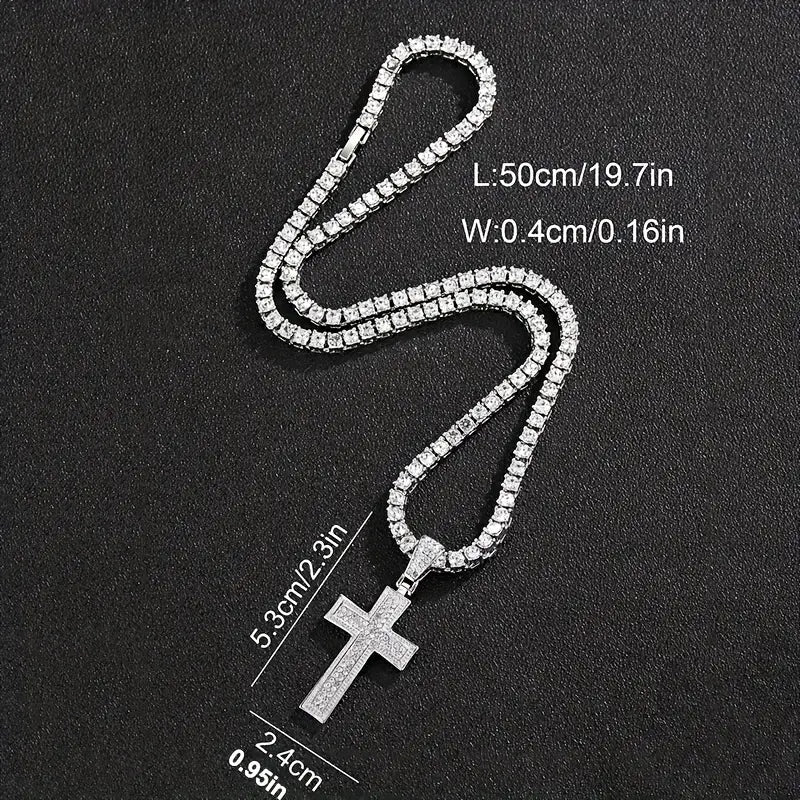 Kreuz Halskette Silber Zentral Diamantbesetzt Kreuz Jesus Anhänger