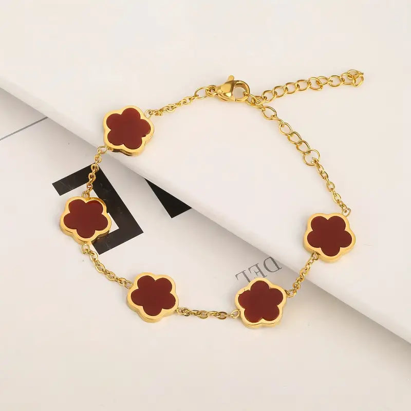 Braclet 18K Vergoldetes Fünfblatt-Blumenarmband