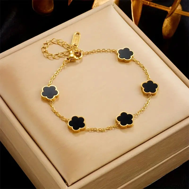 Braclet 18K Vergoldetes Fünfblatt-Blumenarmband