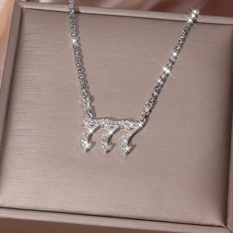 Voller Strass Engel Nummer 111 222 333 444 555 666 777 888 999 Silberfarbene Klaue Kette Anhänger Halskette