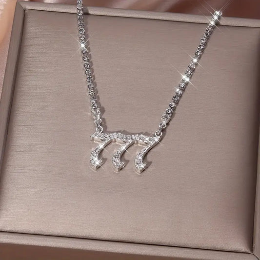 Voller Strass Engel Nummer 111 222 333 444 555 666 777 888 999 Silberfarbene Klaue Kette Anhänger Halskette