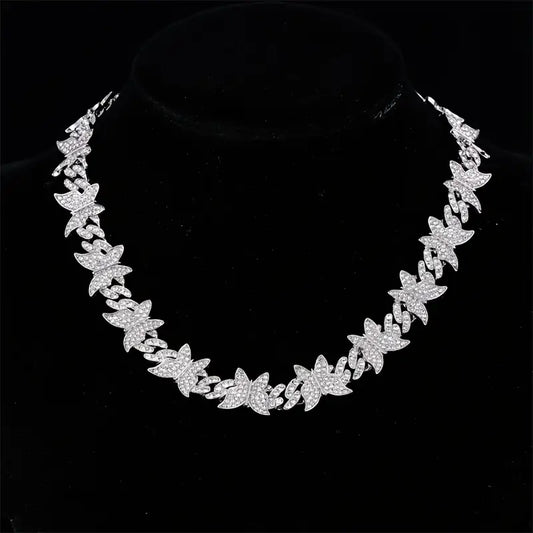 Schmetterling Eingelegter Diamant Cuban Chain