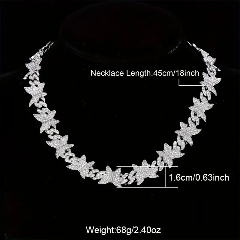 Schmetterling Eingelegter Diamant Cuban Chain