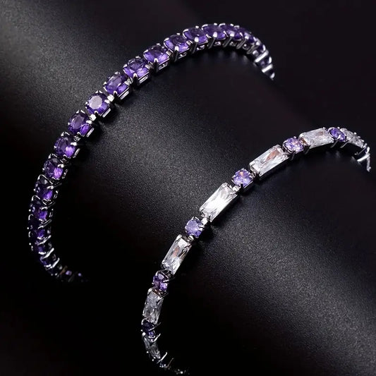 Braclets 2pcs Trendy Shiny Purple Zircon Braclets